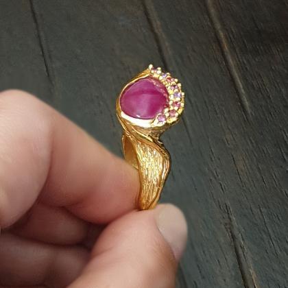 Handmade Sterling Silver Natural Ruby Ring For..