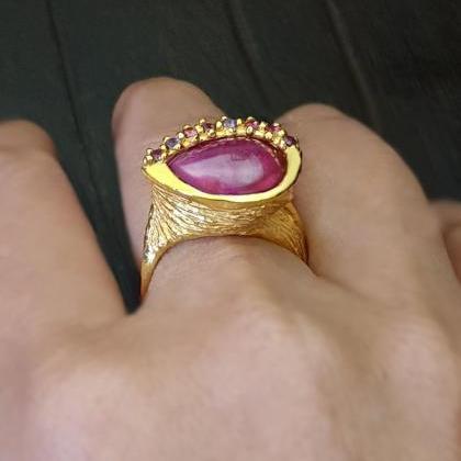 Handmade Sterling Silver Natural Ruby Ring For..