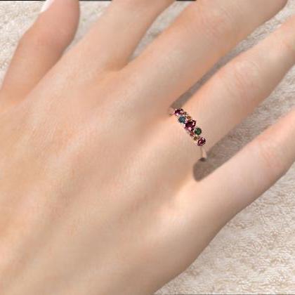 Siam Ruby With Fancy Sapphire Gemstones Ring, 925..