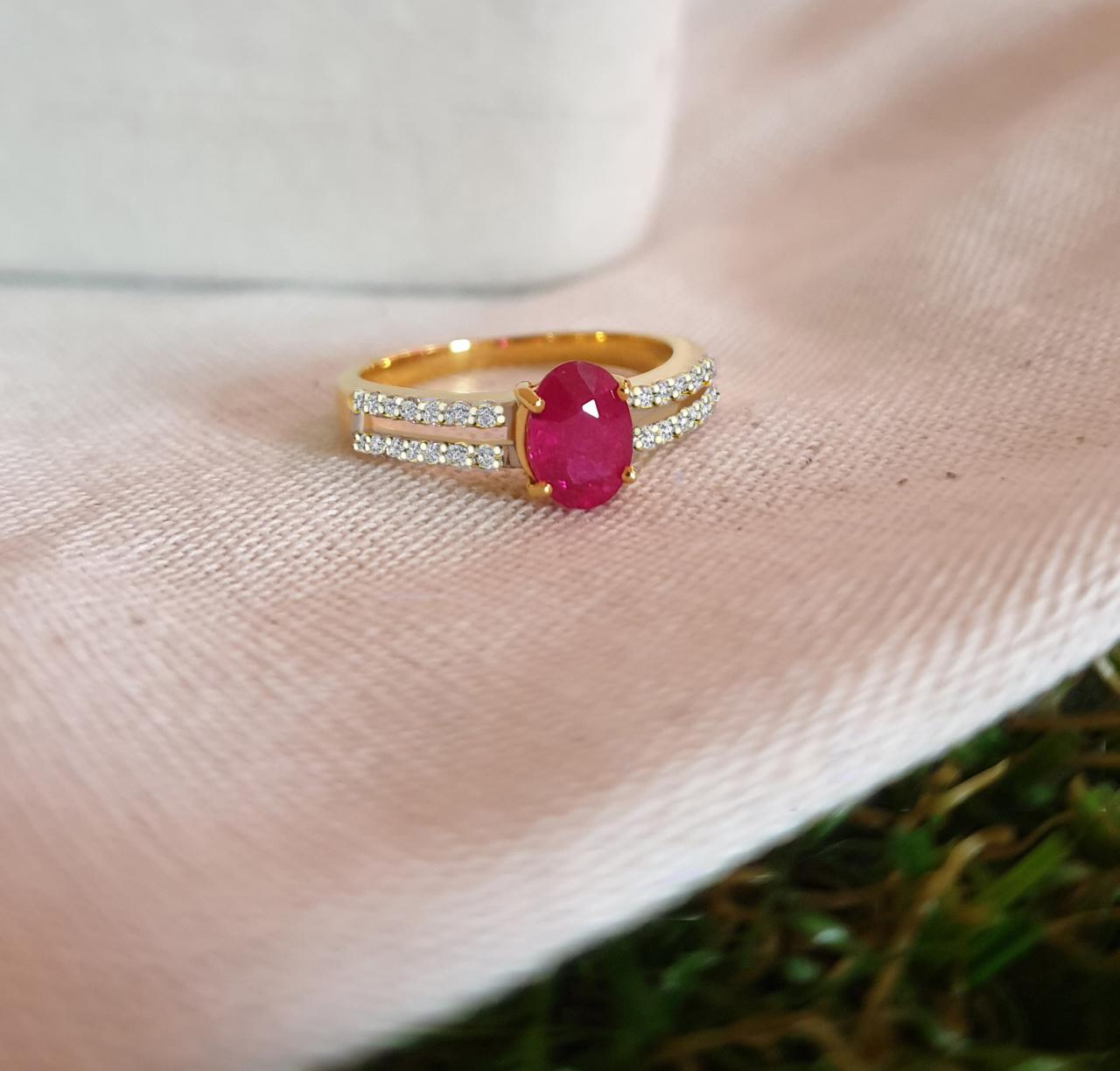 Natural Red Ruby Gemstone Ring For Woman,9k Gold Jewelry, Thai Ruby Ring For July Birthday Gemstones For Her,wholesale Jewelry In Thailand