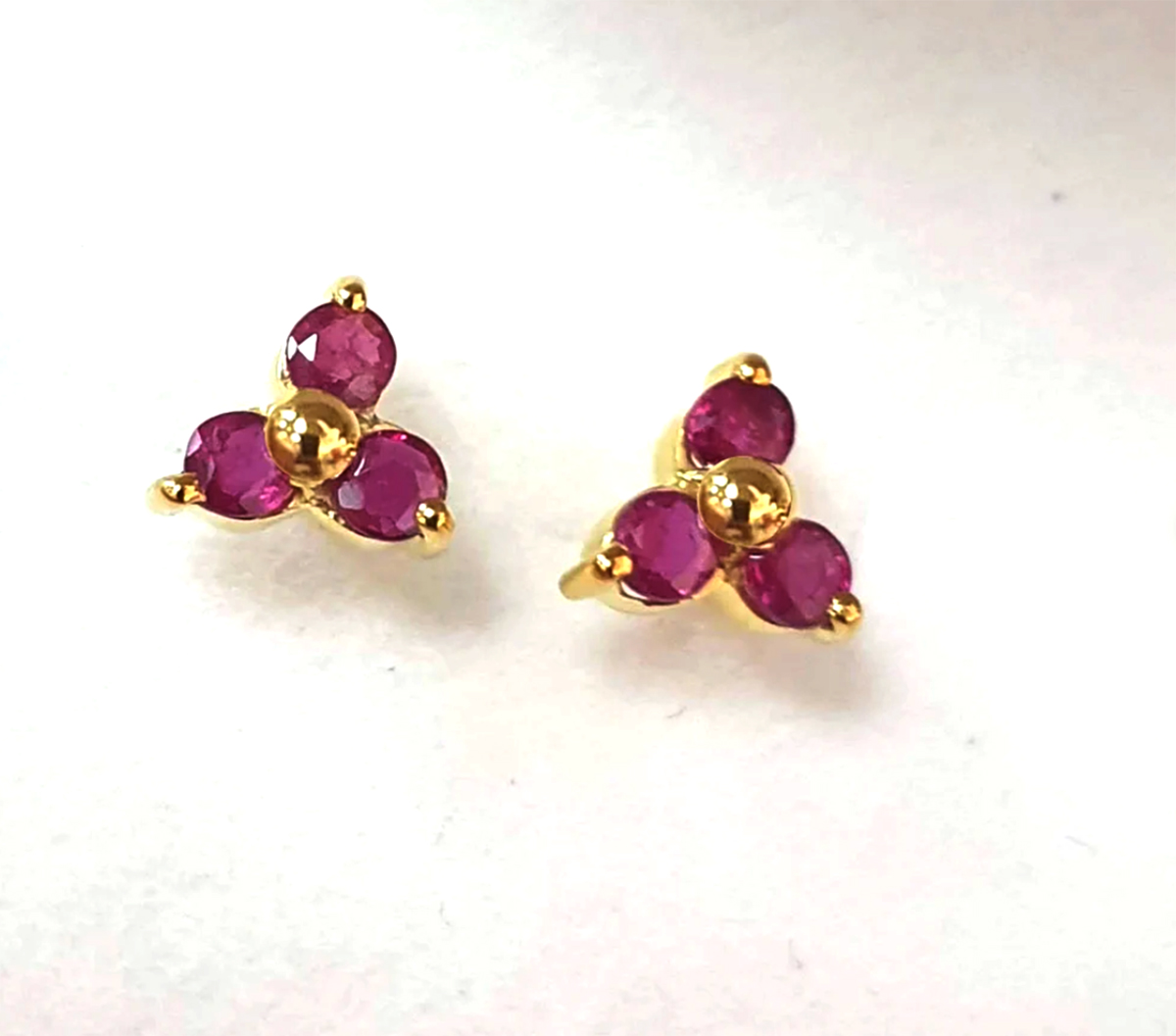 Natural Siam Red Ruby Earrings, Sterling Silver, Studs Earring, July Birthstone, Handmade Engagement Gift For Women Her, Thailand Jewelry